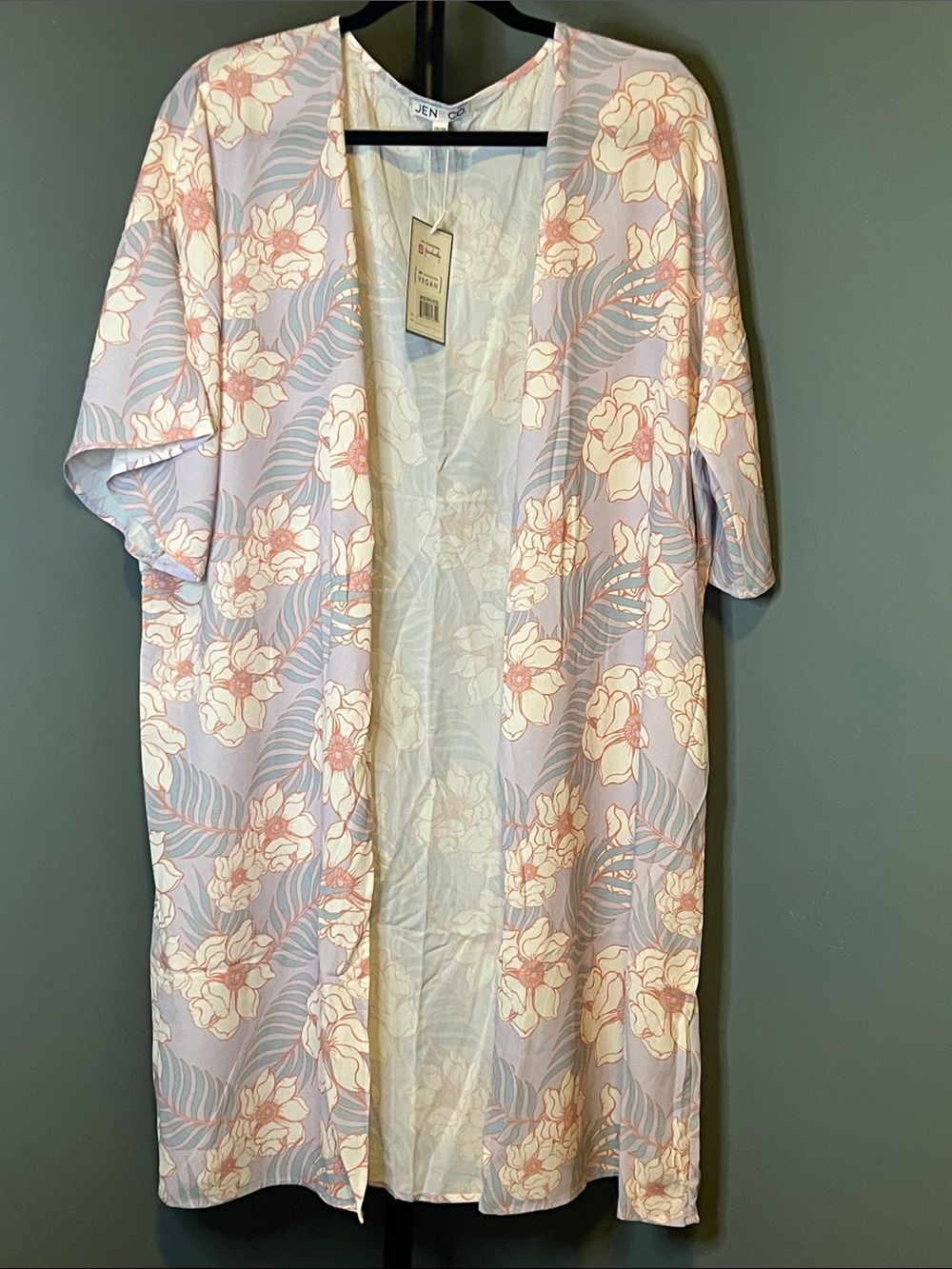 Floral Pastel Kimono Robe in Light Lavender - Jen & Co
